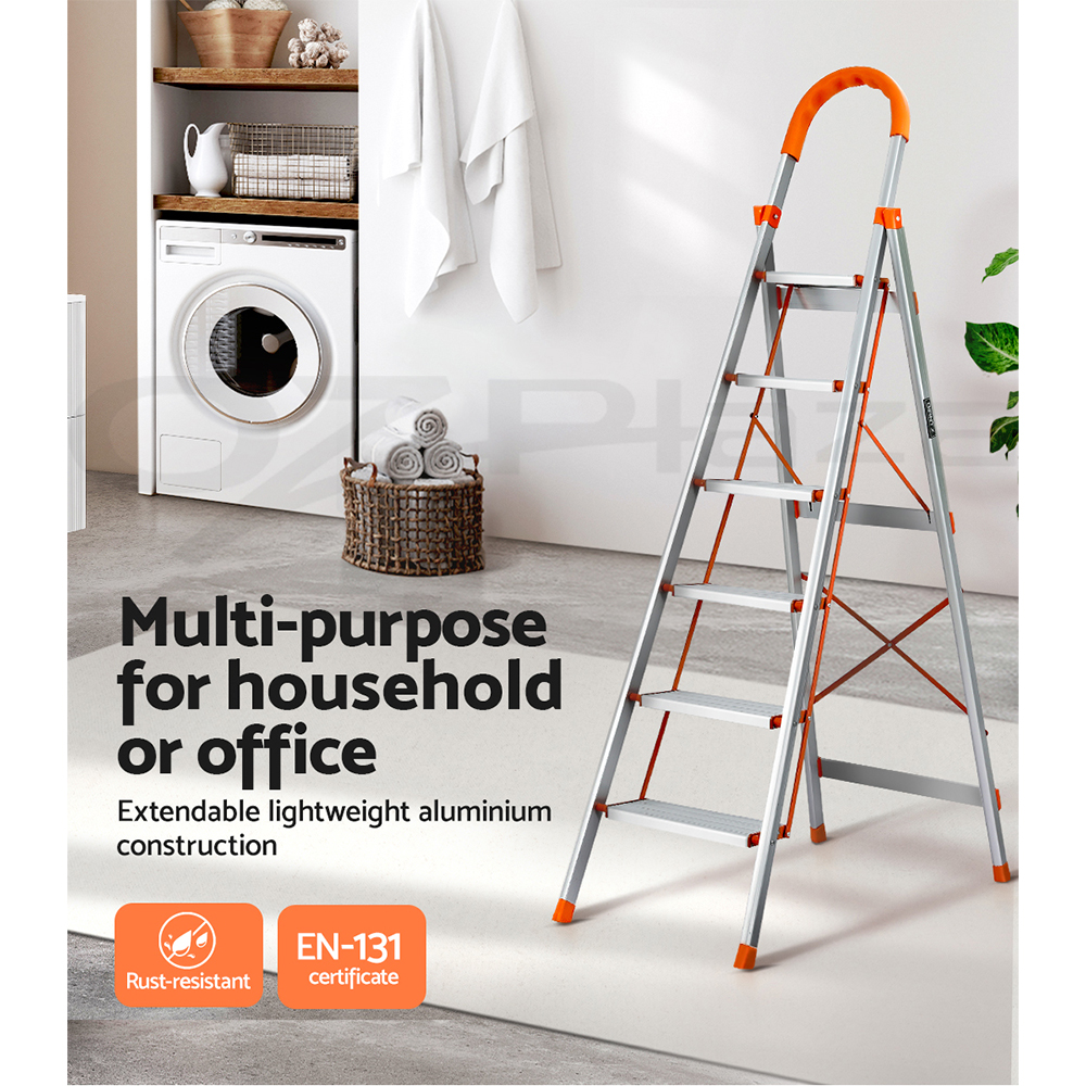 Giantz 3/4/5/6 Step Ladder Multi-Purpose Telescopic Folding Aluminium Non Slip - Picture 28 of 30