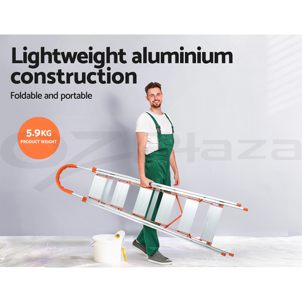 Giantz 3/4/5/6 Step Ladder Multi-Purpose Telescopic Folding Aluminium Non Slip - Picture 29 of 30