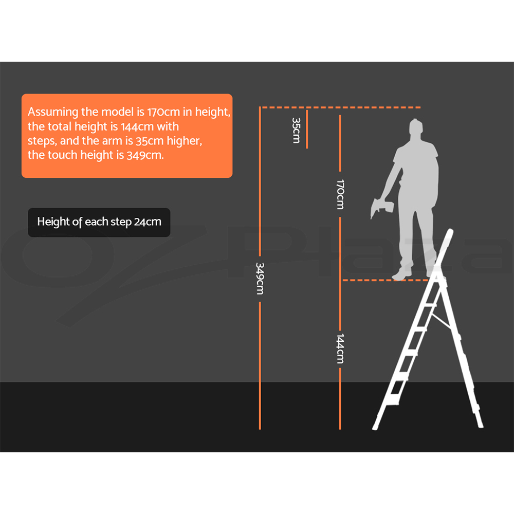 Giantz 3/4/5/6 Step Ladder Multi-Purpose Telescopic Folding Aluminium Non Slip - Picture 30 of 30