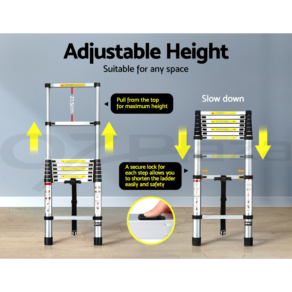 Giantz 3/4/5/6 Step Ladder Multi-Purpose Telescopic Folding Aluminium Non Slip - Picture 15 of 30