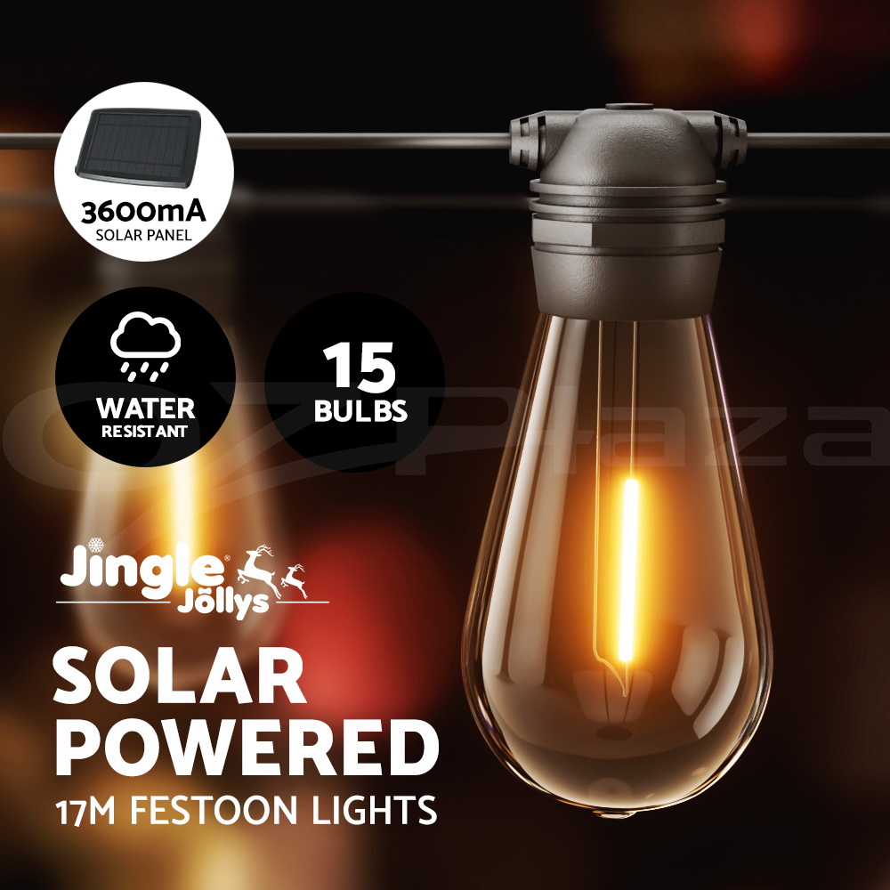 17m Festoon Lights Solar Powered String LED Waterproof Outdoor - Picture 18 of 19