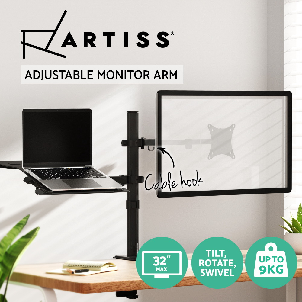 Artiss Monitor Stand Arm Dual Single LED TV Desk Mount Bracket Holder Display - Picture 27 of 28
