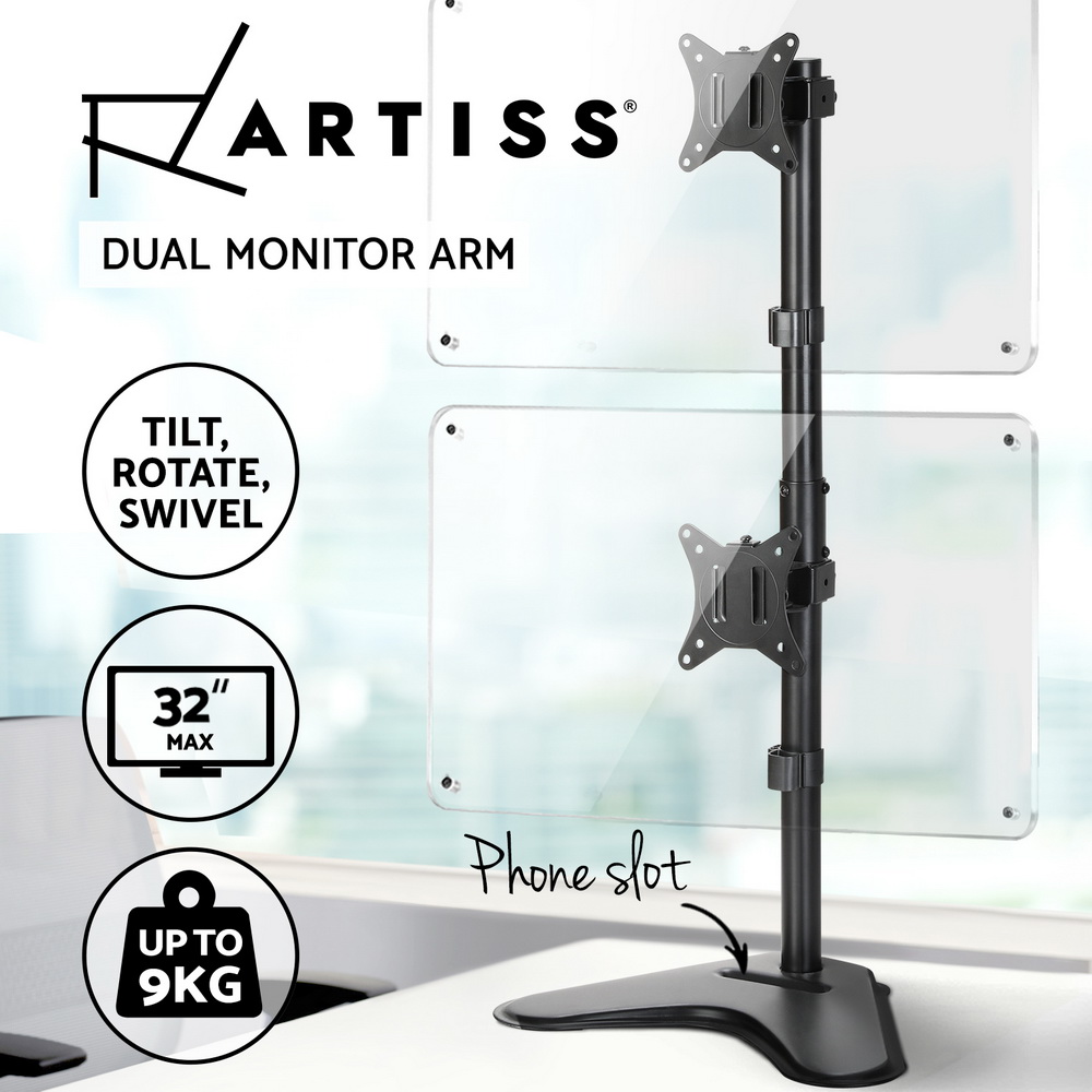 Artiss Monitor Stand Arm Dual Single LED TV Desk Mount Bracket Holder Display - Picture 21 of 28