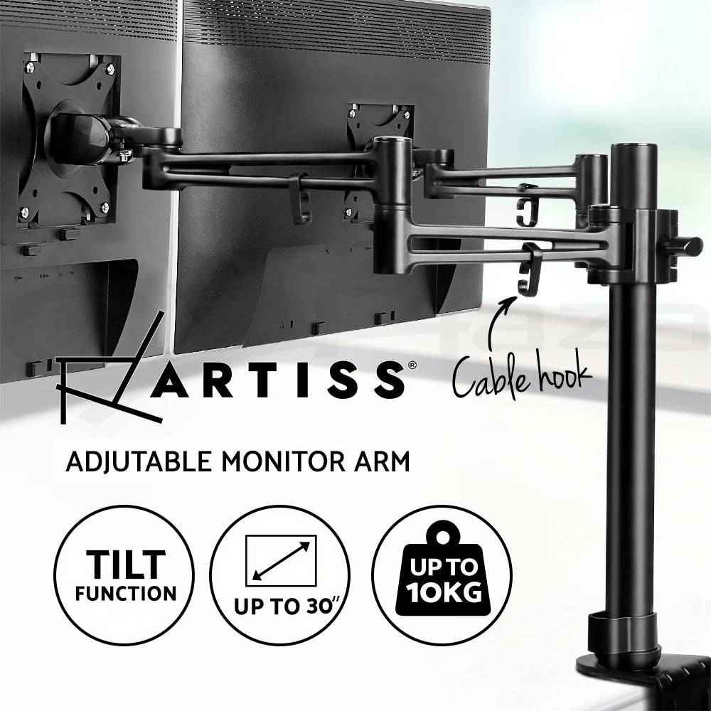Artiss Monitor Stand Arm Dual Single LED TV Desk Mount Bracket Holder Display - Picture 9 of 28