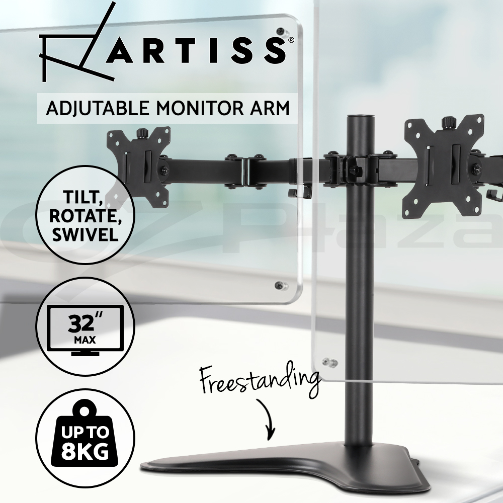Artiss Monitor Stand Arm Dual Single LED TV Mount Bracket Holder Freestanding - Picture 12 of 17