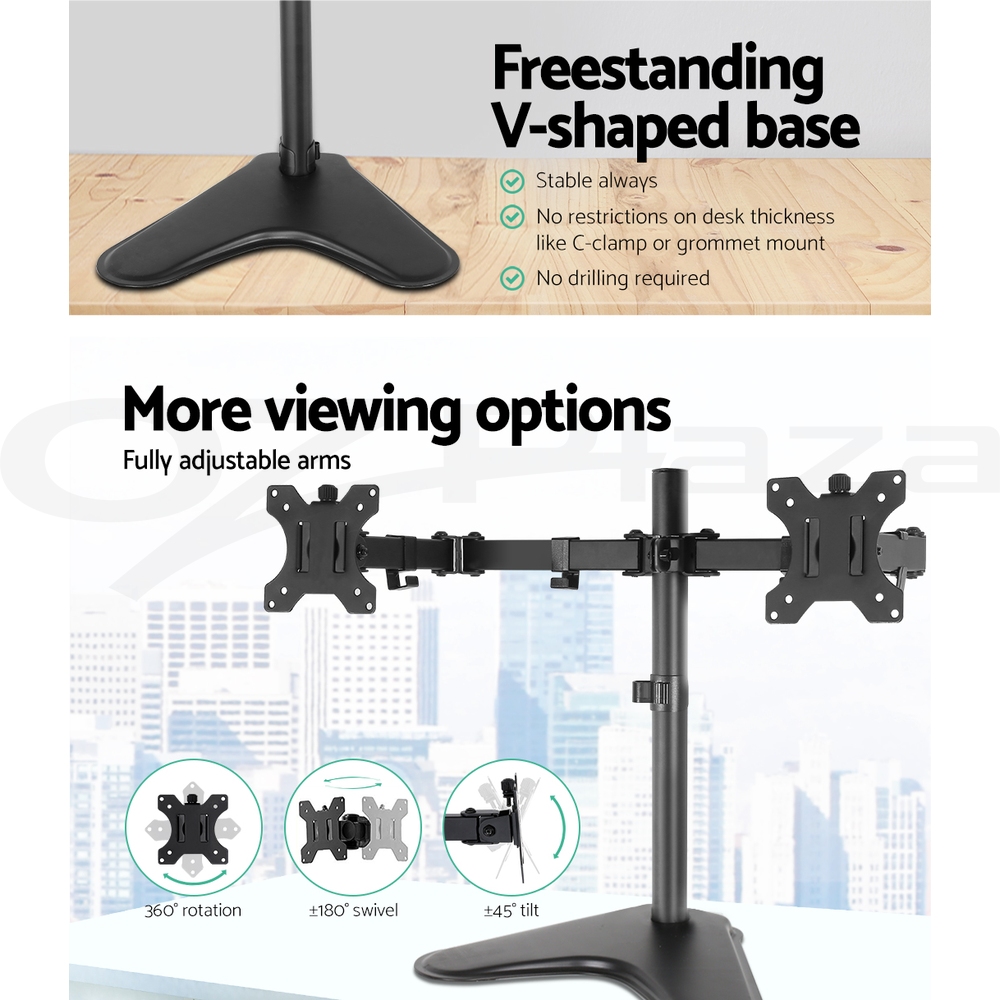 Artiss Monitor Stand Arm Dual Single LED TV Mount Bracket Holder Freestanding - Picture 14 of 17