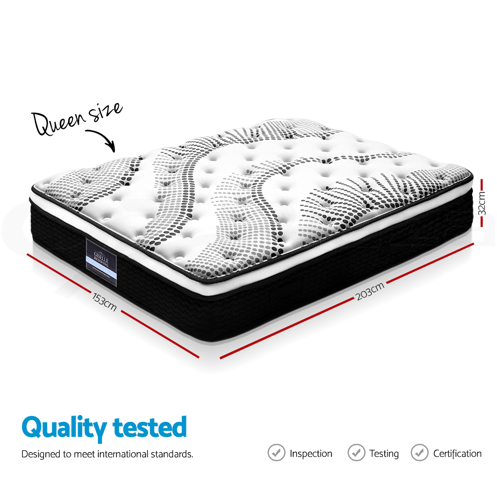 Giselle Mattress Queen Double King Single Pocket Spring Foam Medium Firm 32cm - Picture 19 of 21