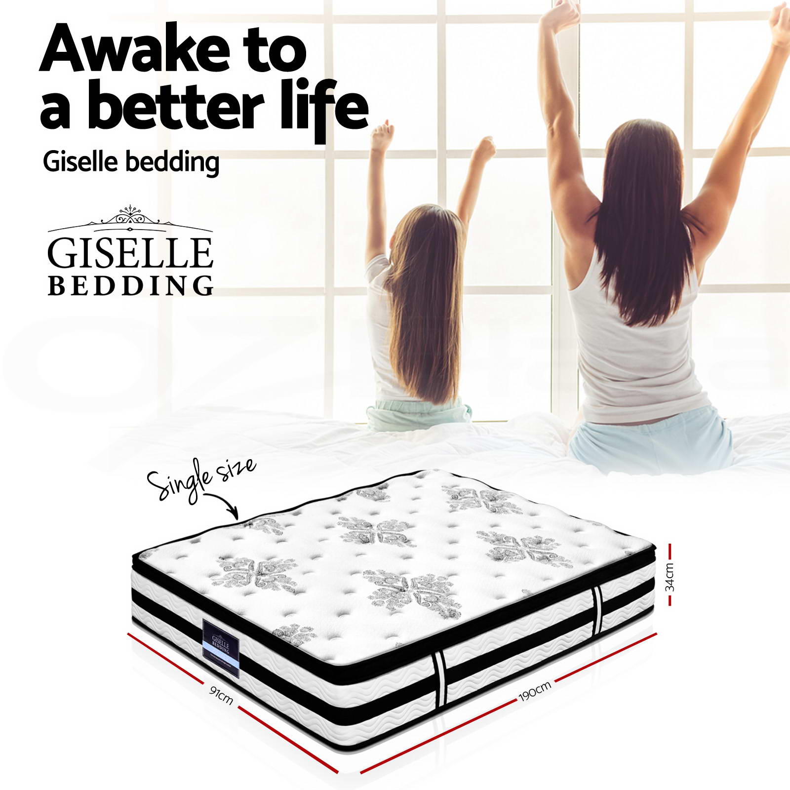 thumbnail 21  - Giselle Queen Mattress Double King Single Premium Bed Pocket Spring Medium Firm