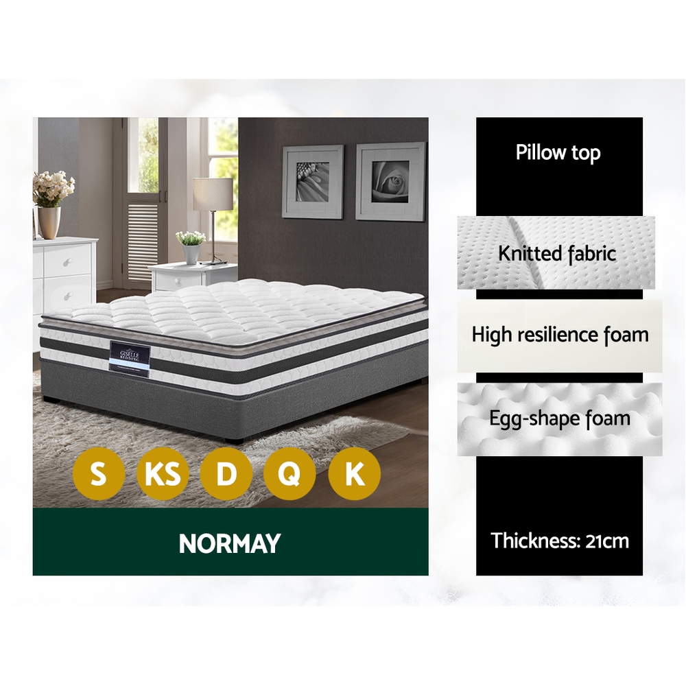 Giselle Mattress Queen Double King Single Bed Firm Spring Foam Pillow Euro Top - Picture 11 of 36