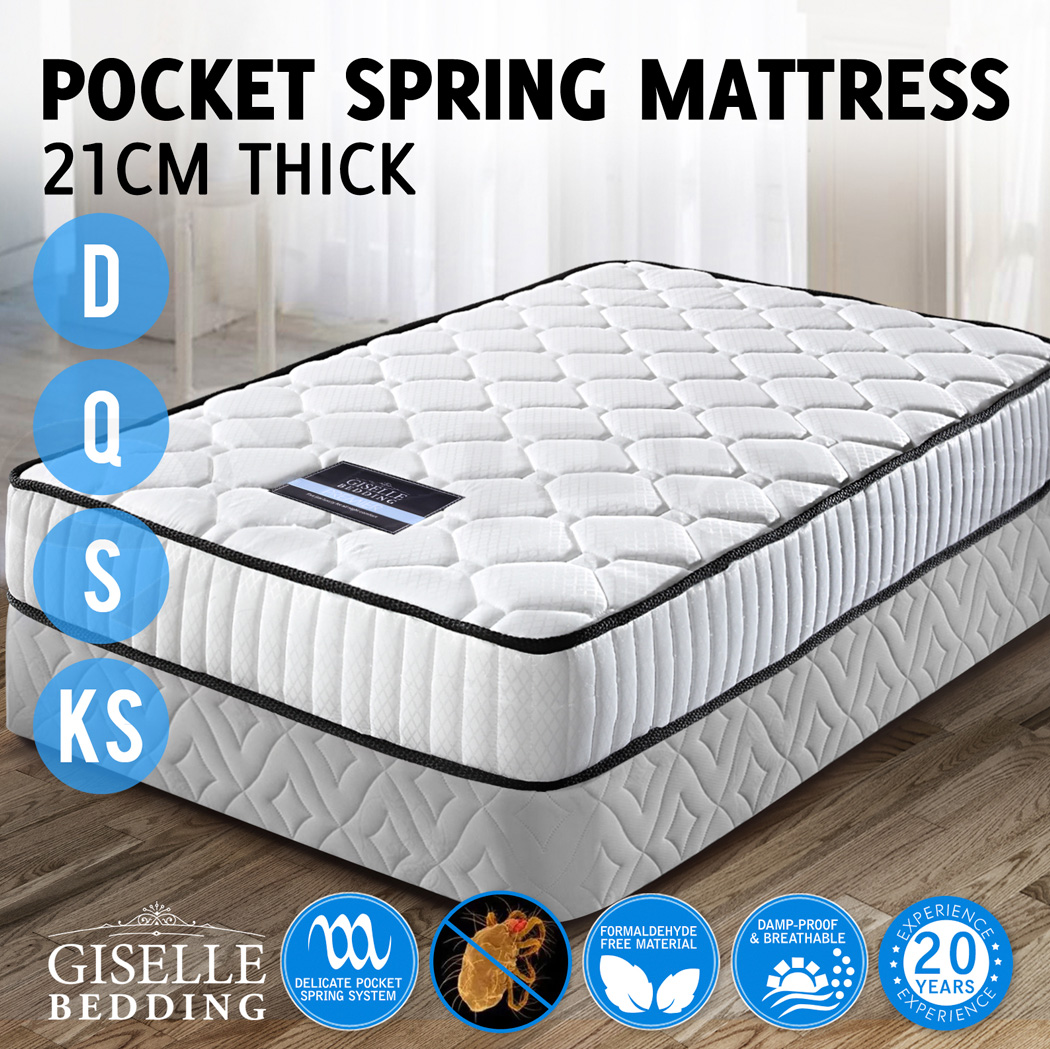 Giselle Mattress Queen Double King Single Pocket Spring High Density