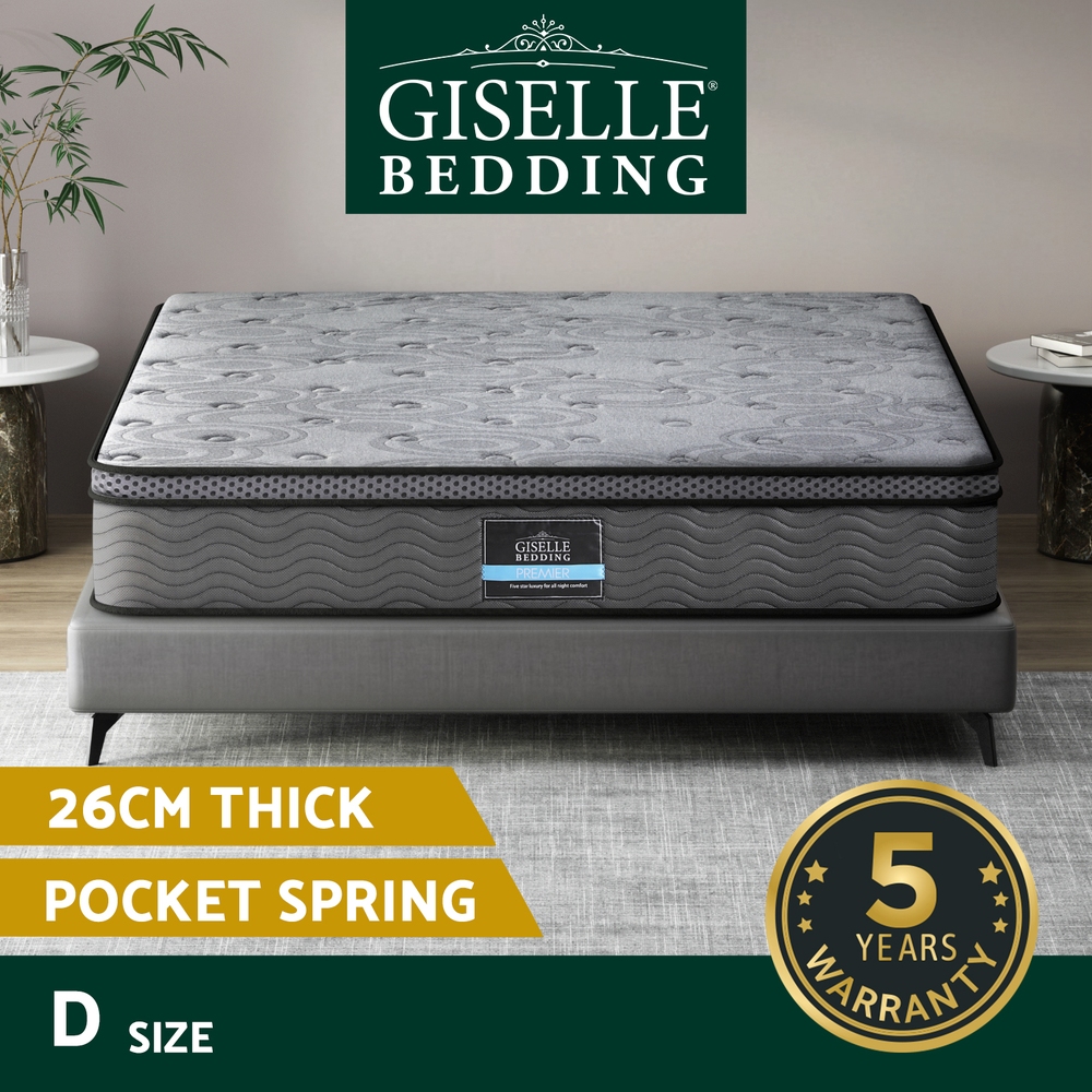 Giselle Mattress Queen Double King Single Bed Euro Top Pocket Spring Firm Foam - Picture 20 of 39