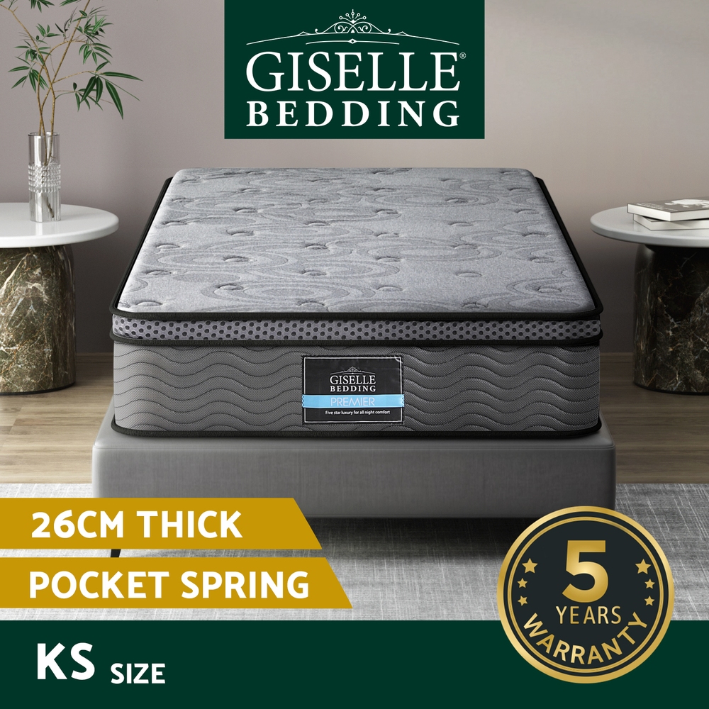Giselle Mattress Queen Double King Single Bed Euro Top Pocket Spring Firm Foam - Picture 24 of 39