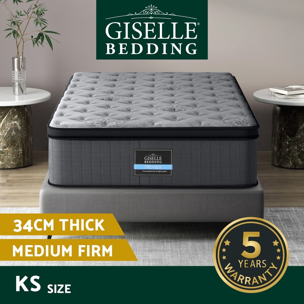 Giselle Mattress Queen Double King Single Bed Euro Top Pocket Spring Firm Foam - Picture 34 of 39
