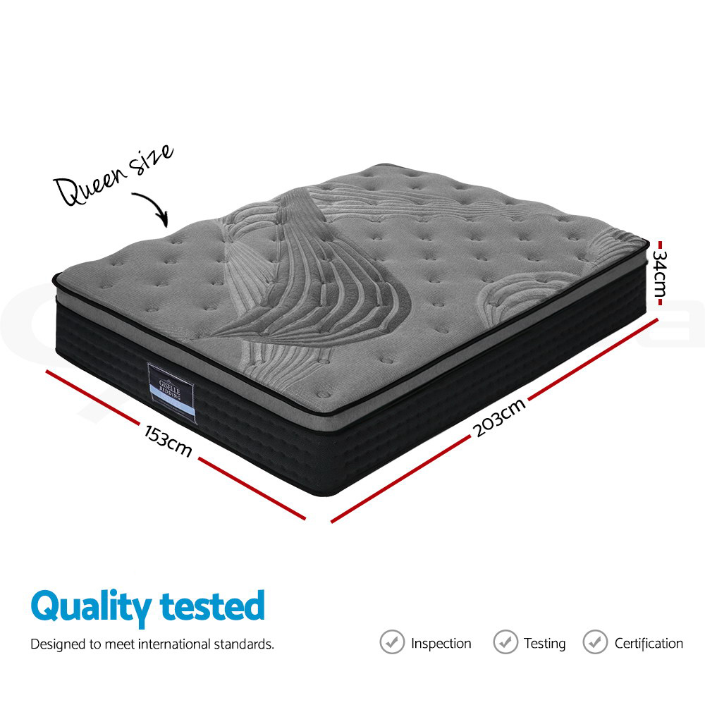 Giselle Mattress Queen Double King Single Bed Pocket Spring Foam Bamboo 34cm - Picture 19 of 21