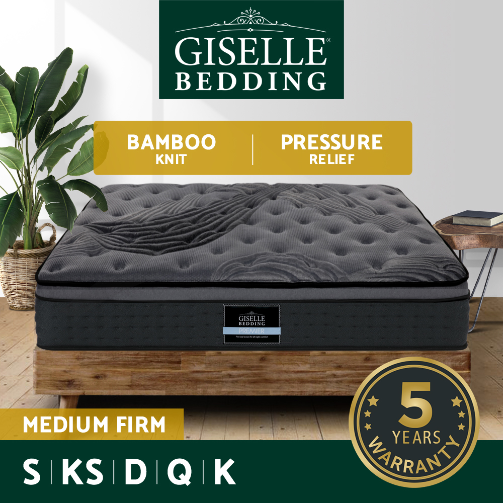 Giselle Mattress Queen Double King Single Bed Pocket Spring Foam Bamboo 34cm - Picture 12 of 21