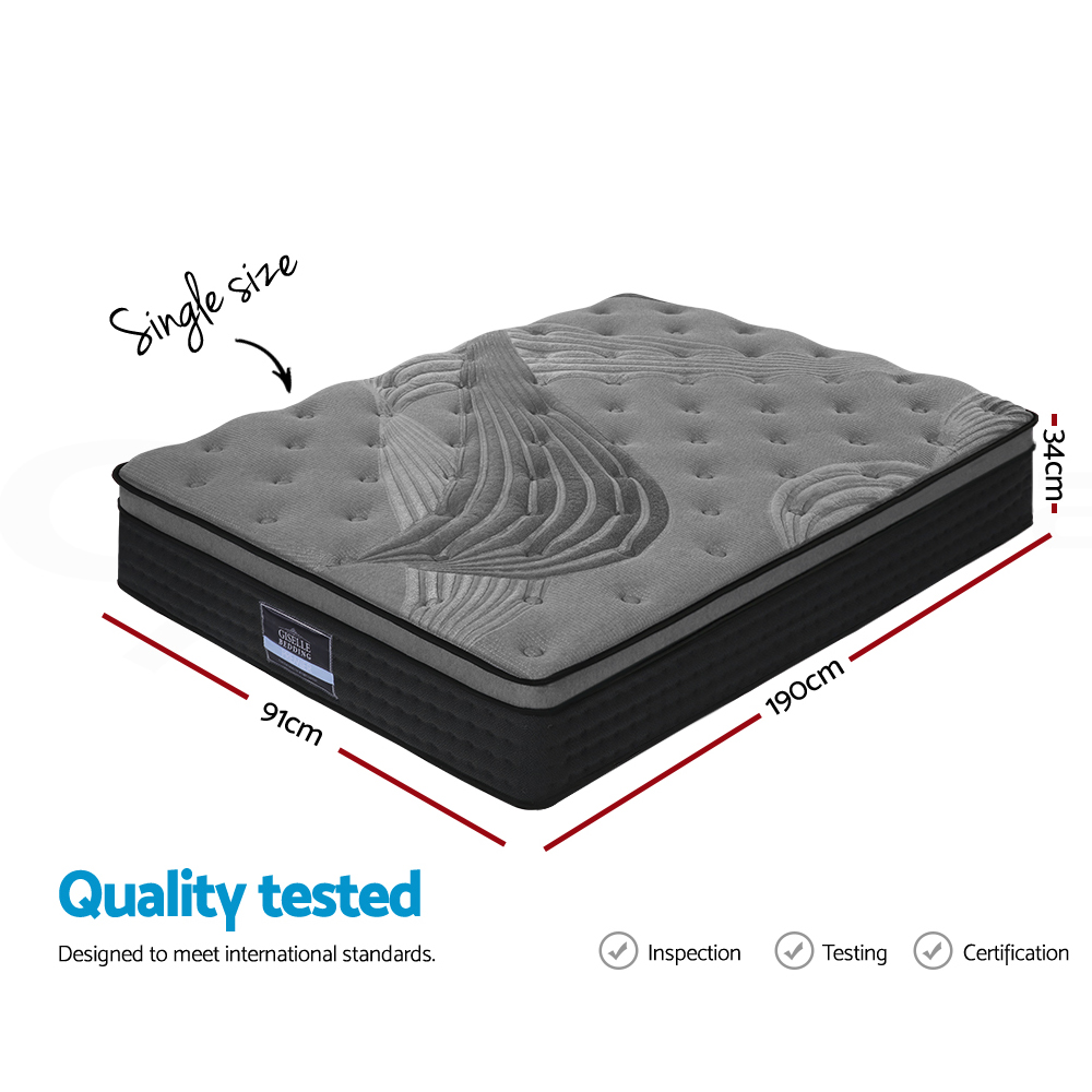 Giselle Mattress Queen Double King Single Bed Pocket Spring Foam Bamboo 34cm - Picture 21 of 21