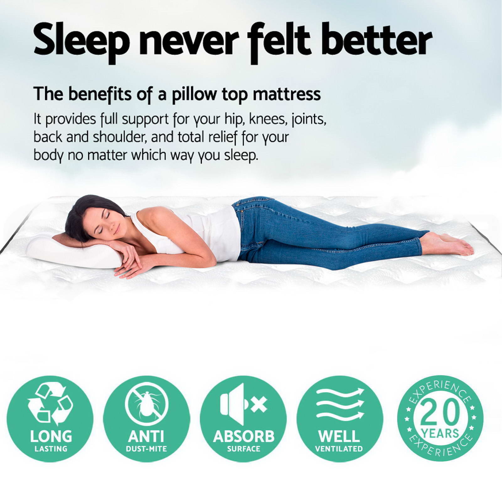 KING Size Mattress Pillow Top 5 Zone Pocket Spring Bed ... KING Size Mattress Pillow Top 5 Zone Pocket Spring Bed ...