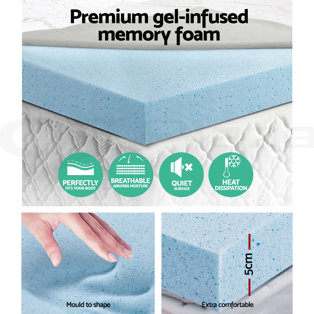 Giselle Bedding COOL GEL Memory Foam Mattress Topper BAMBOO Fabric