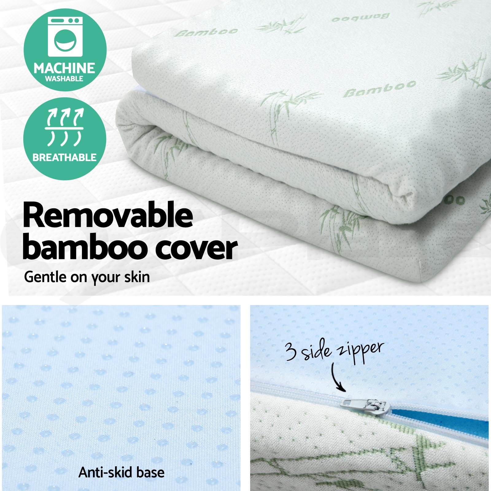 Giselle Bedding Memory Foam Mattress Topper COOL GEL BAMBOO 5CM 5Zone