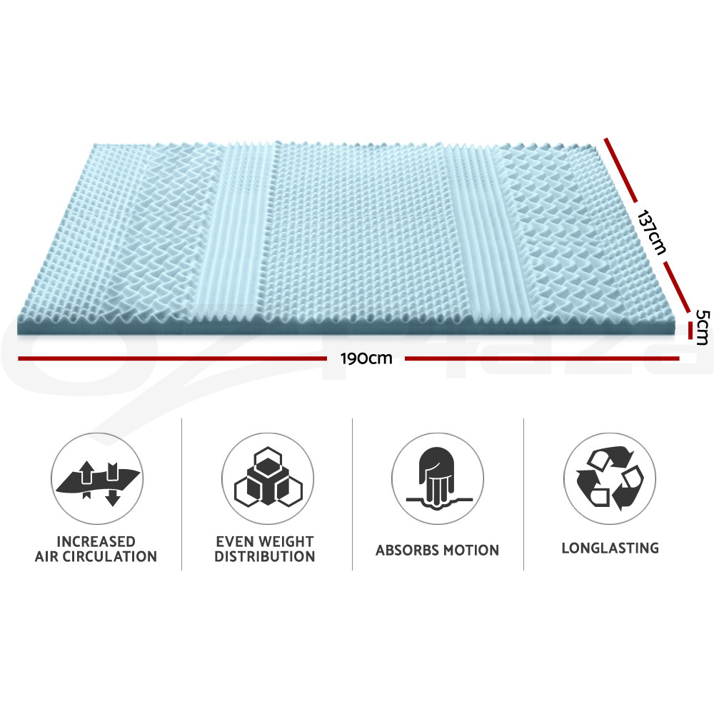 Giselle Bedding Memory Foam Mattress Topper 7-Zone 5/8cm Cool Gel Bamboo Cover - Picture 11 of 33