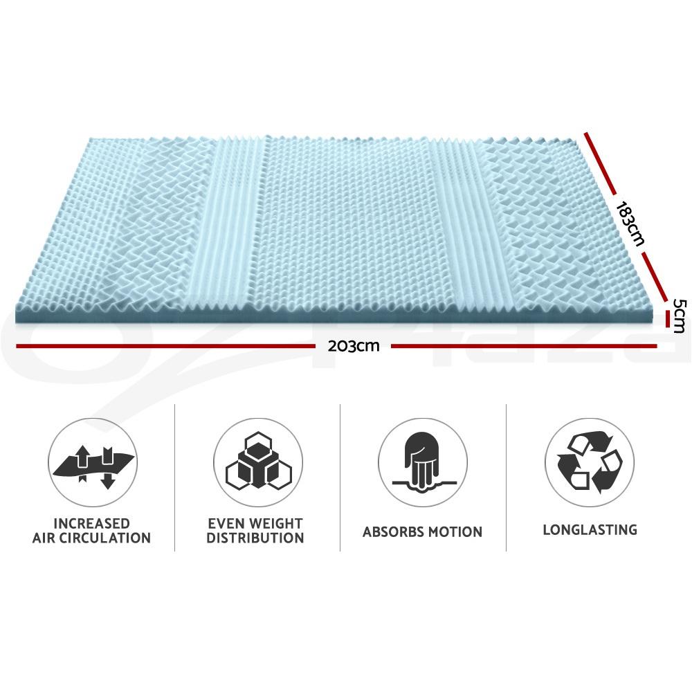 Giselle Bedding Memory Foam Mattress Topper 7-Zone 5/8cm Cool Gel Bamboo Cover - Picture 13 of 33