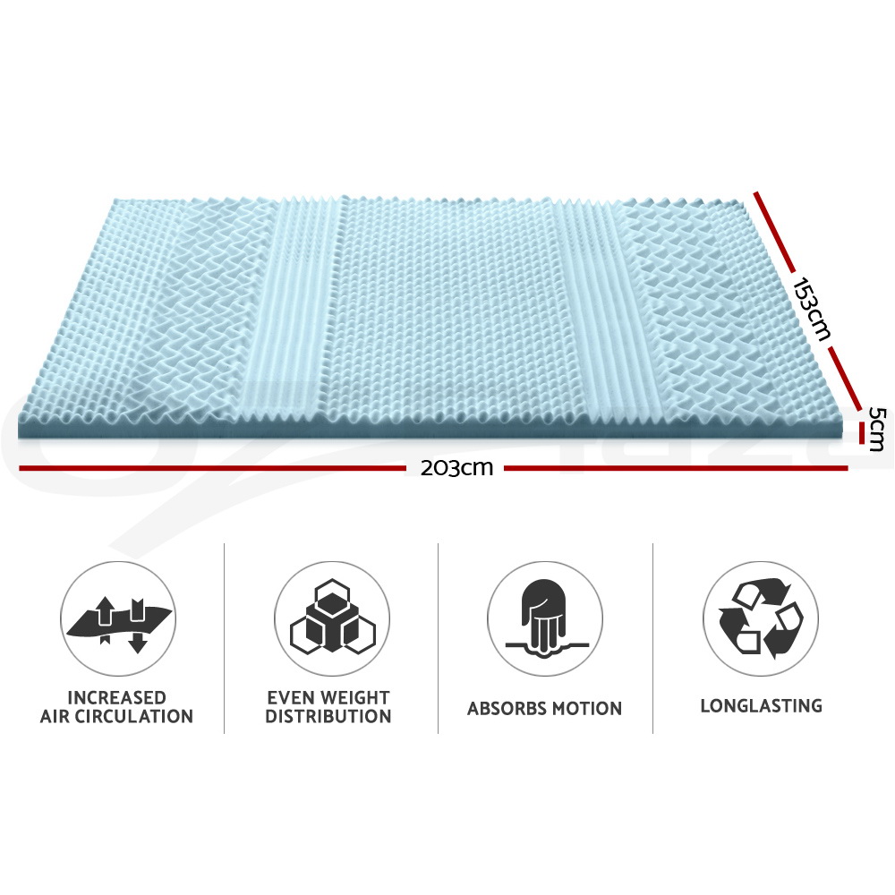 Giselle Bedding Memory Foam Mattress Topper 7-Zone 5/8cm Cool Gel Bamboo Cover - Picture 15 of 33