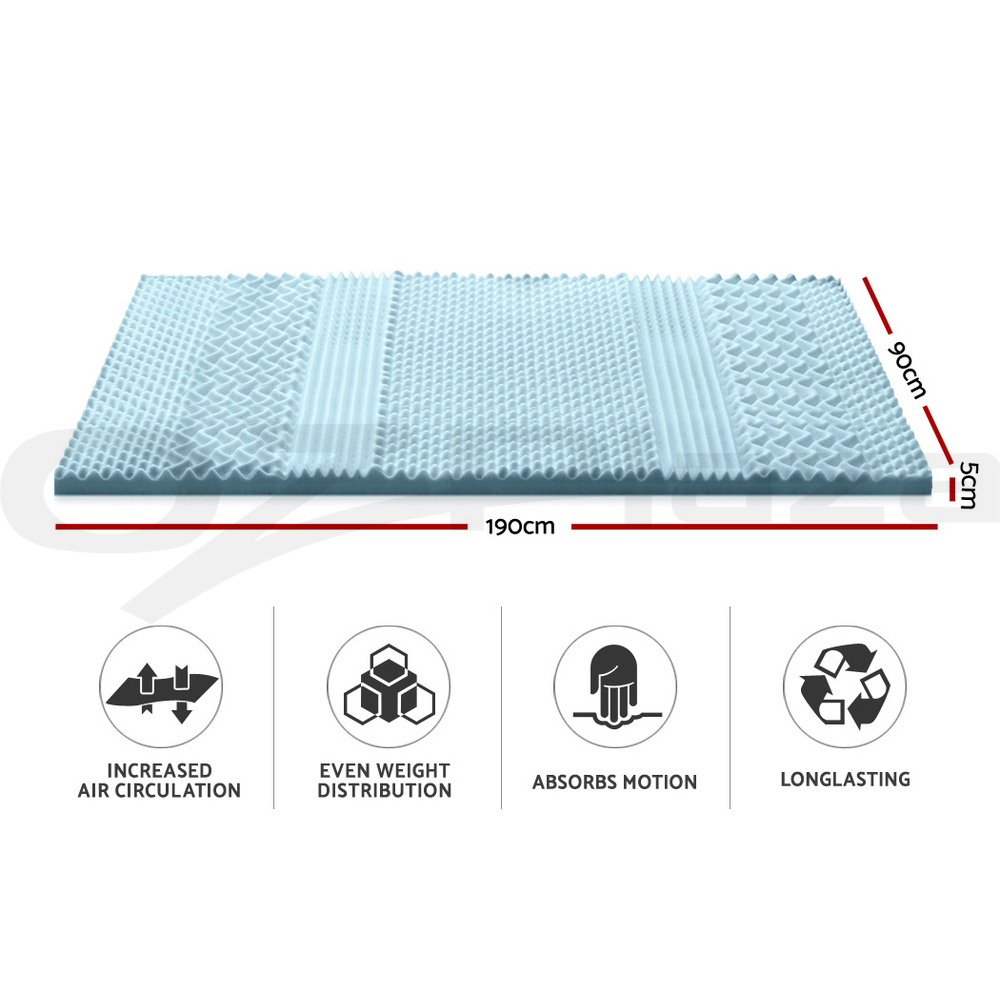 Giselle Bedding Memory Foam Mattress Topper 7-Zone 5/8cm Cool Gel Bamboo Cover - Picture 17 of 33