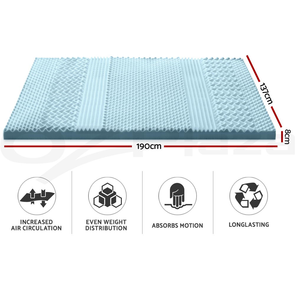 Giselle Bedding Memory Foam Mattress Topper 7-Zone 5/8cm Cool Gel Bamboo Cover - Picture 19 of 33