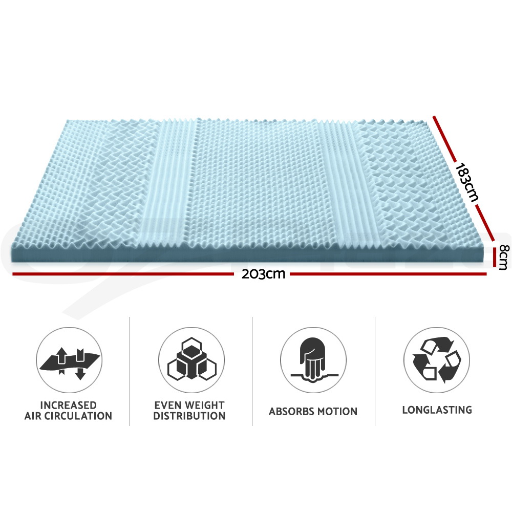 Giselle Bedding Memory Foam Mattress Topper 7-Zone 5/8cm Cool Gel Bamboo Cover - Picture 21 of 33