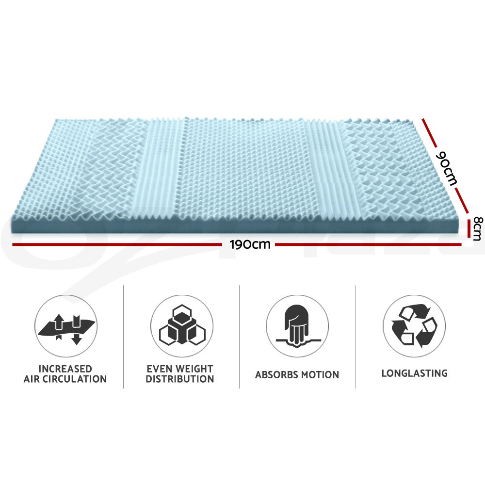 Giselle Bedding Memory Foam Mattress Topper 7-Zone 5/8cm Cool Gel Bamboo Cover - Picture 25 of 33