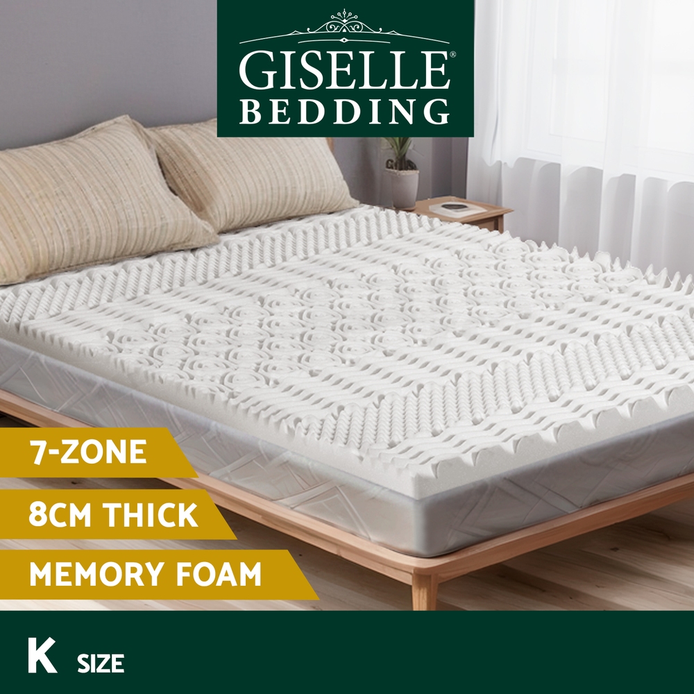 Giselle Bedding Memory Foam Mattress Topper 7-Zone 5/8cm Cool Gel Bamboo Cover - Picture 28 of 33