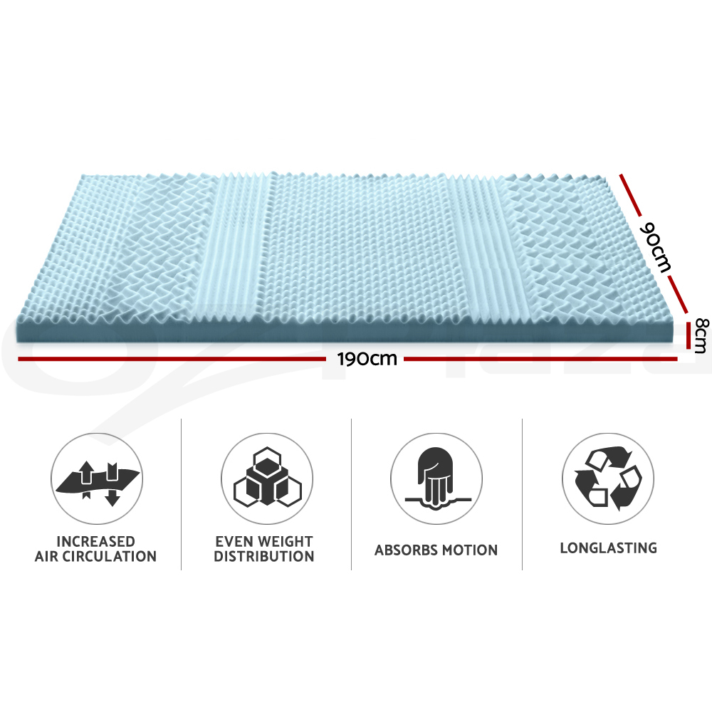 Giselle Memory Foam Topper Mattress Toppers Cool Gel Bamboo Cover 7-zone Pad Mat - Picture 64 of 90