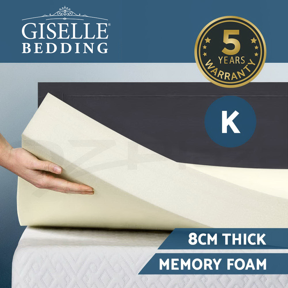 Giselle Memory Foam Mattress Topper Queen 8CM Bed Underlay Bamboo Cover
