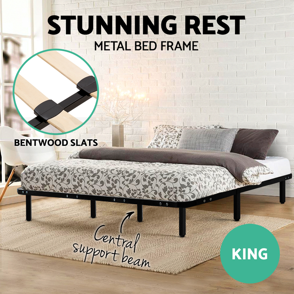 Artiss Queen Double King Metal Bed Frame Mattress Base Size Timber Artiss Queen Double King Metal Bed Frame Mattress