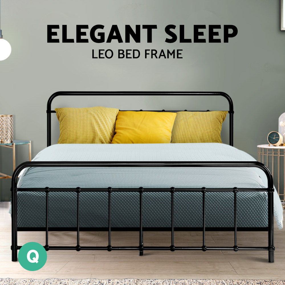 Artiss Metal Bed Frame Queen Double King Single Size Base Platform Bedroom Bed - Picture 16 of 40