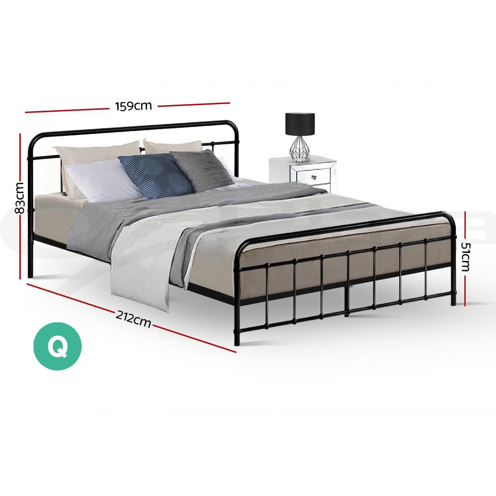 Artiss Metal Bed Frame Queen Double King Single Size Base Platform Bedroom Bed - Picture 17 of 40