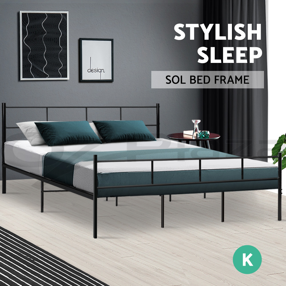 Artiss Metal Bed Frame Queen Double King Single Size Base Platform Bedroom Bed - Picture 27 of 40
