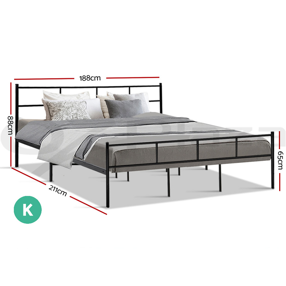 Artiss Metal Bed Frame Queen Double King Single Size Base Platform Bedroom Bed - Picture 28 of 40