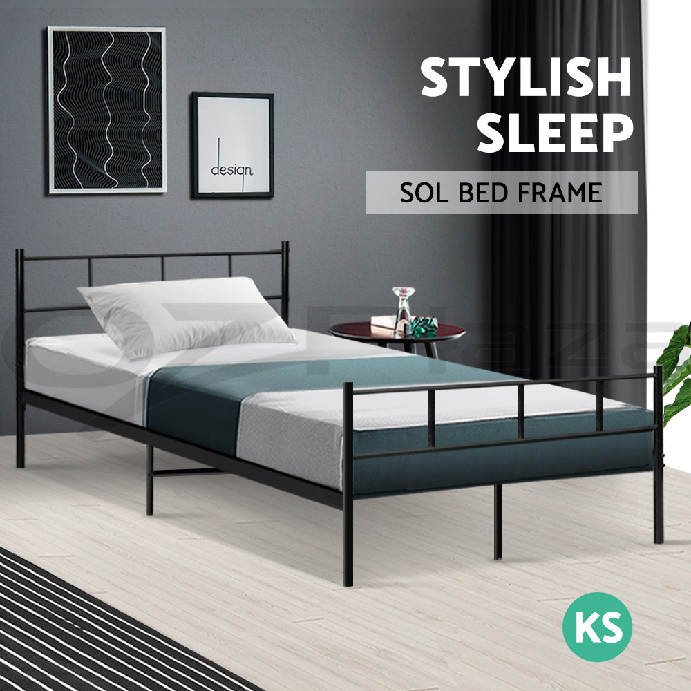 Artiss Metal Bed Frame Queen Double King Single Size Base Platform Bedroom Bed - Picture 24 of 40