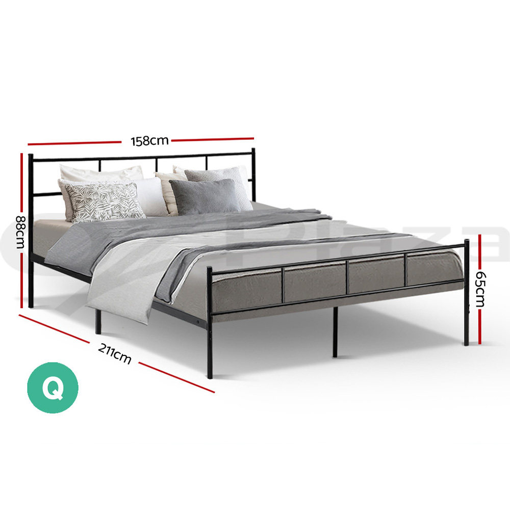 Artiss Metal Bed Frame Queen Double King Single Size Base Platform Bedroom Bed - Picture 30 of 40