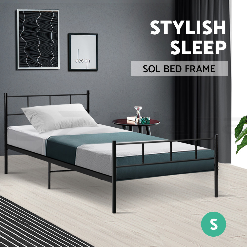 Artiss Metal Bed Frame Queen Double King Single Size Base Platform Bedroom Bed - Picture 31 of 40