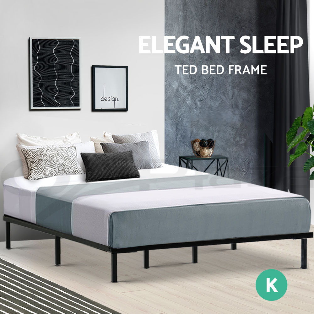 Artiss Metal Bed Frame Queen Double King Single Size Base Platform Bedroom Bed - Picture 38 of 40