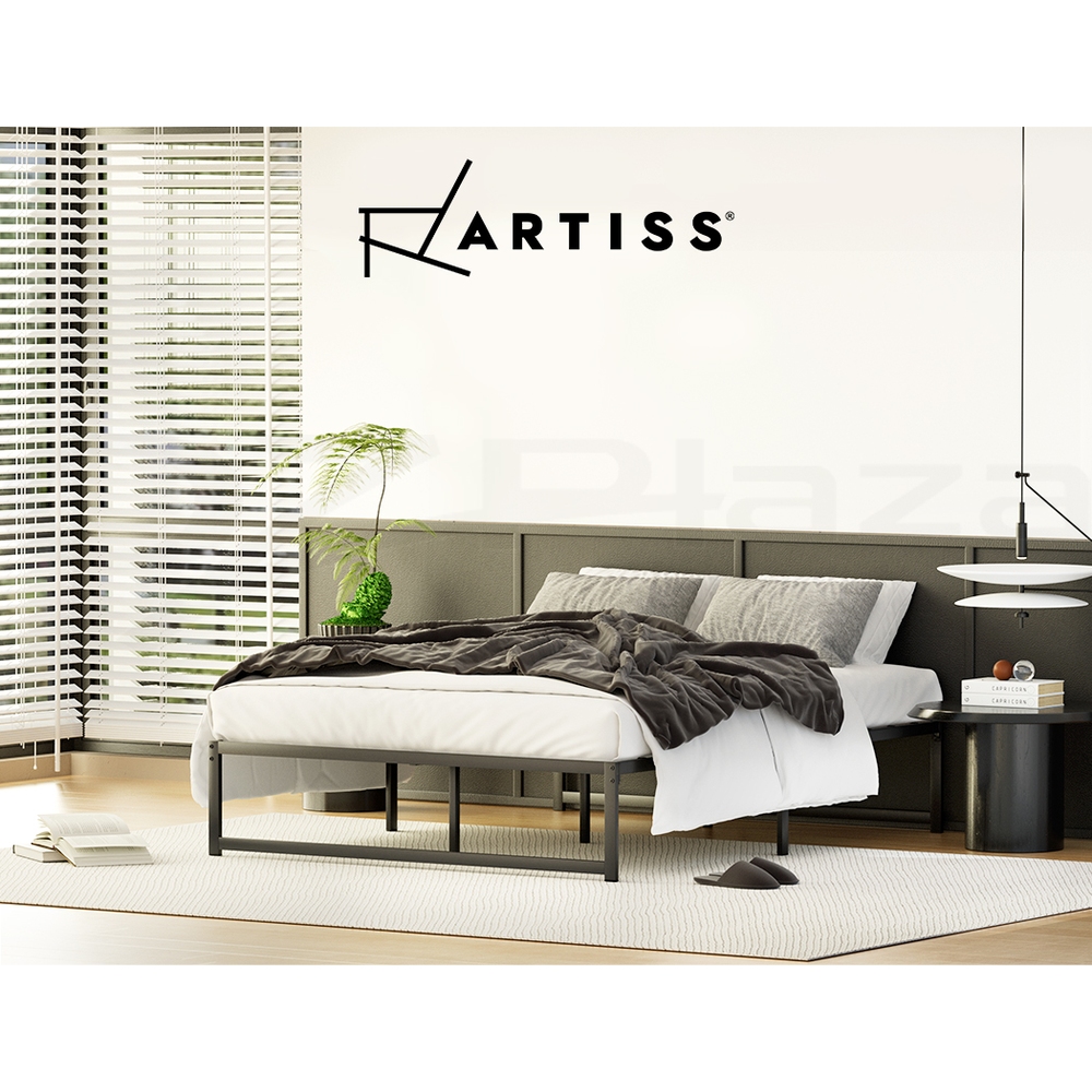 Artiss Bed Frame Metal Bed Frame LEO - Queen (Black)