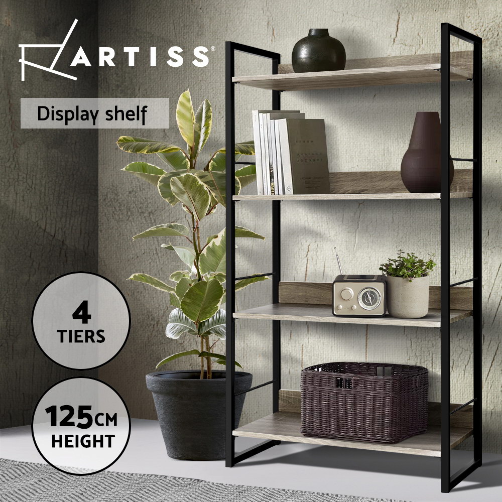 Artiss Bookshelf Display Shelf Metal Storage Industrial 90/125/150CM Height - Picture 16 of 23