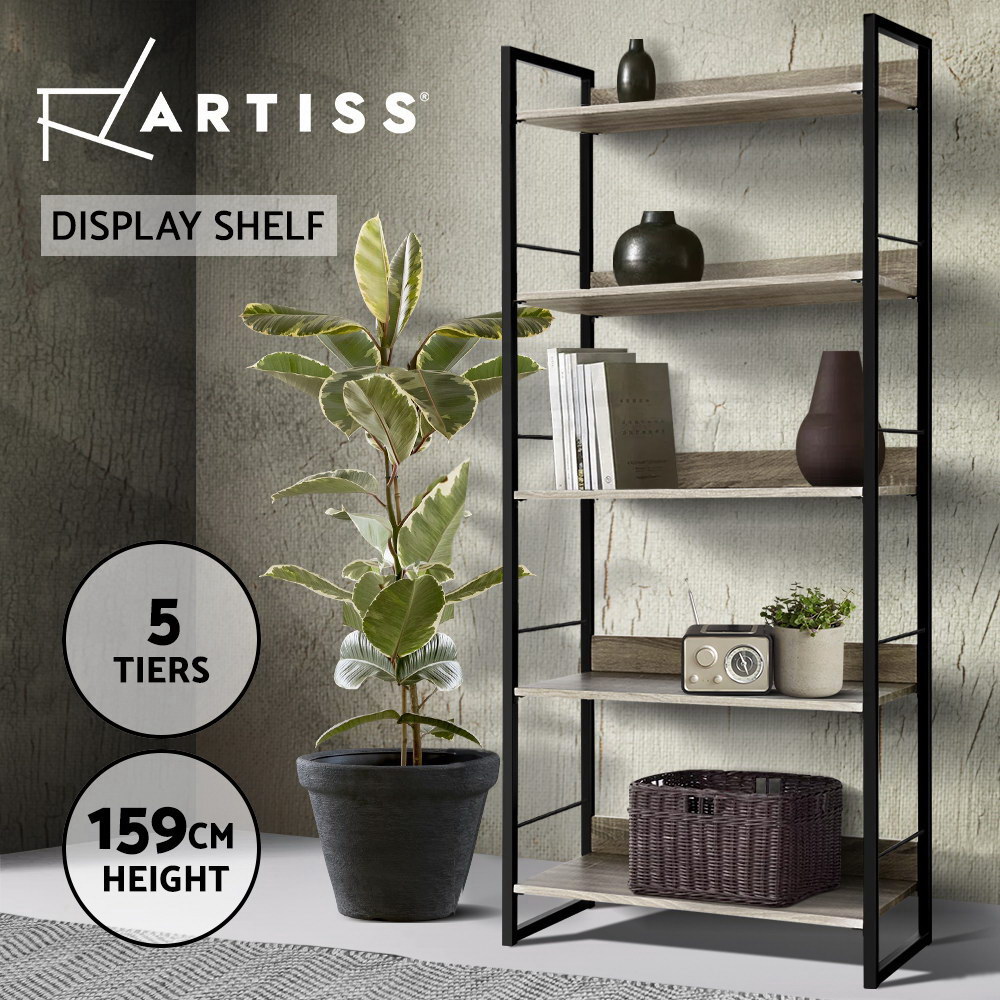 Artiss Bookshelf Display Shelf Metal Storage Industrial 90/125/150CM Height - Picture 20 of 23