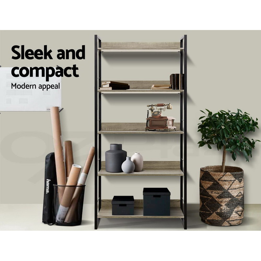 Artiss Bookshelf Display Shelf Metal Storage Industrial 90/125/150CM Height - Picture 21 of 23