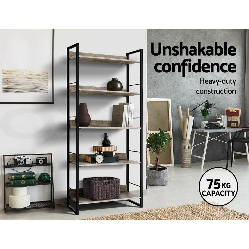 Artiss Bookshelf Display Shelf Metal Storage Industrial 90/125/150CM Height - Picture 22 of 23