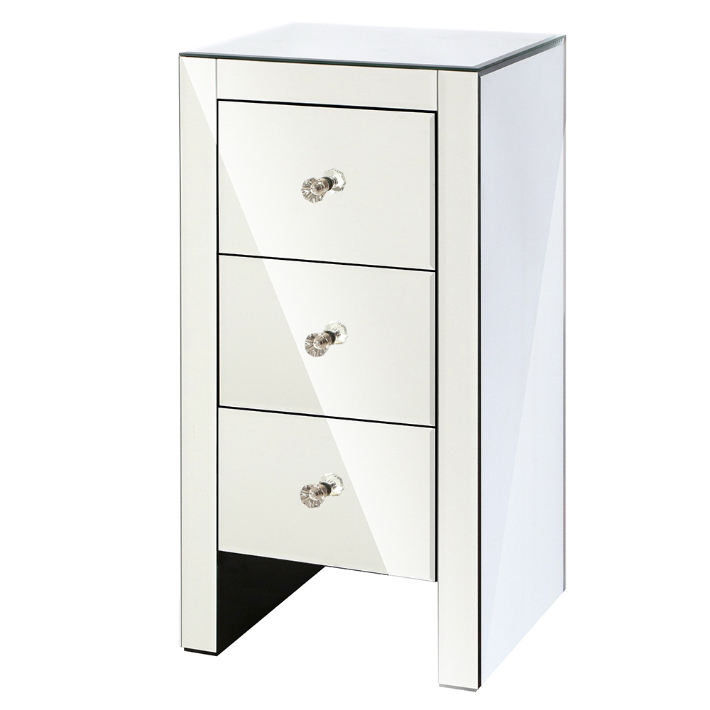 Artiss Bedside Table 3 Drawers Side Table Nightstand Mirrored Storage Cabinet - Picture 62 of 85