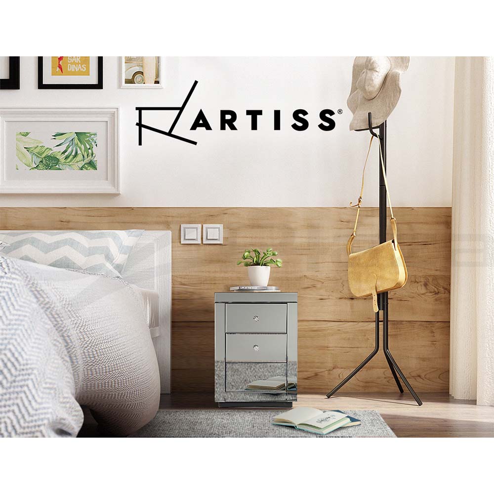 Artiss Bedside Table 3 Drawers Side Table Nightstand Mirrored Storage Cabinet - Picture 48 of 85