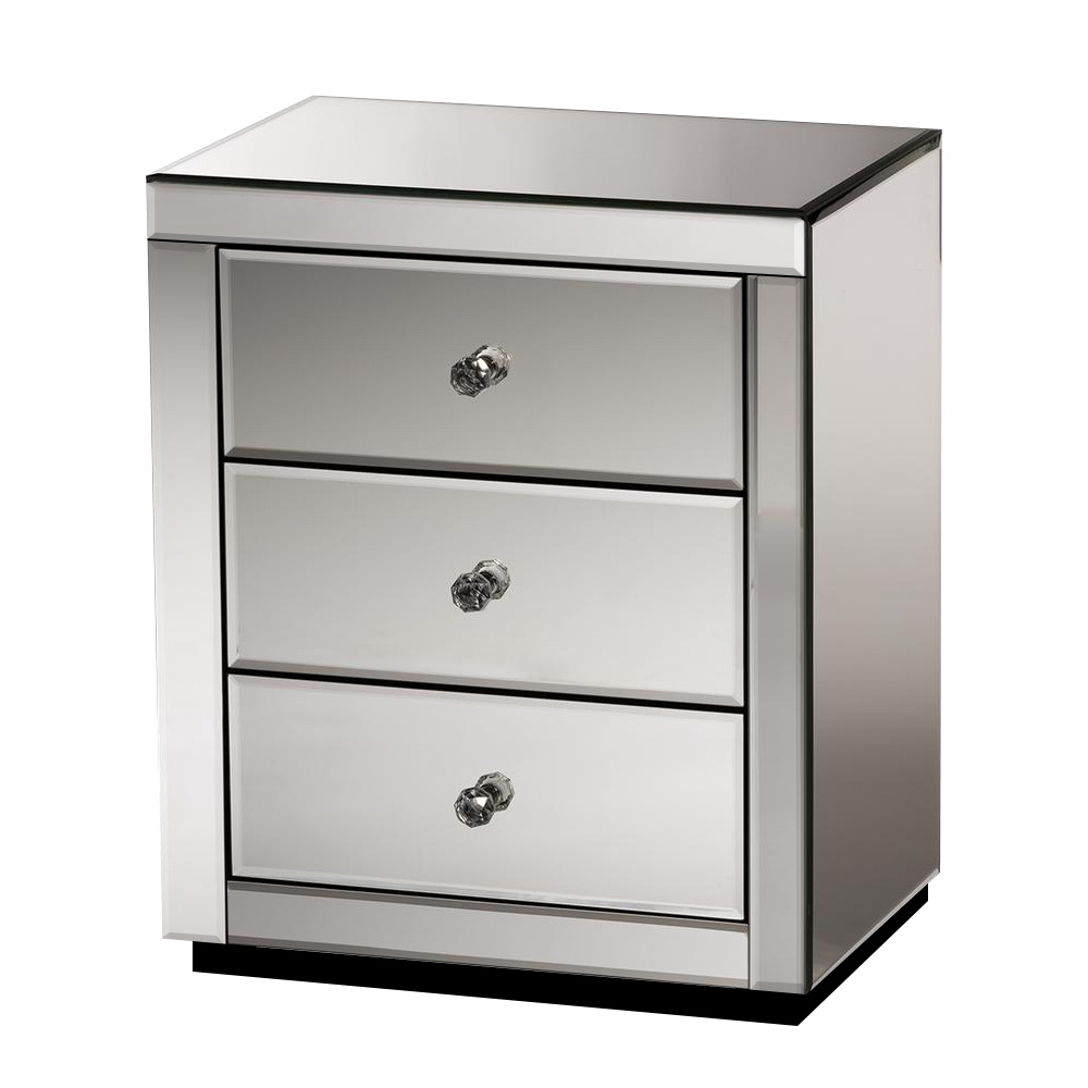 Artiss Bedside Table 3 Drawers Side Table Nightstand Mirrored Storage Cabinet - Picture 49 of 85
